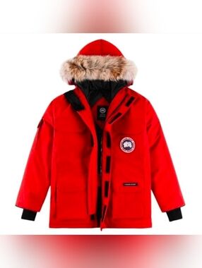Canada Goose Coat Parka Men's XL Red Fur Collar Winter Insulated Designer Luxury